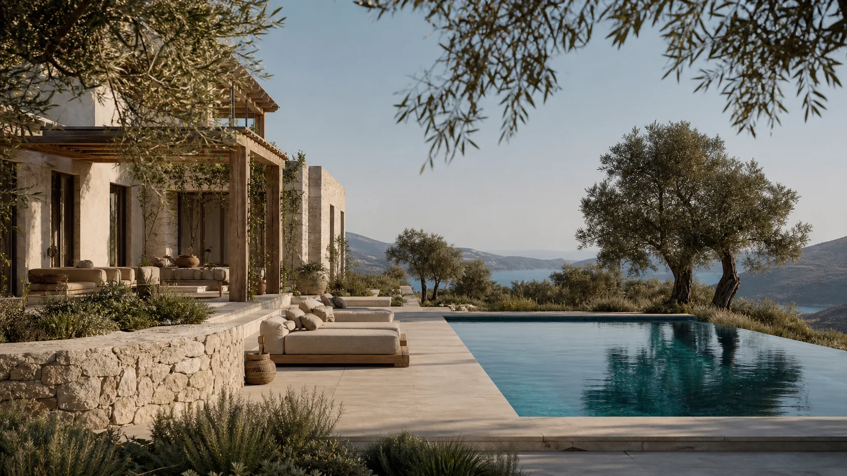 Ege kıyısında doğal peyzajla çevrili çağdaş villa